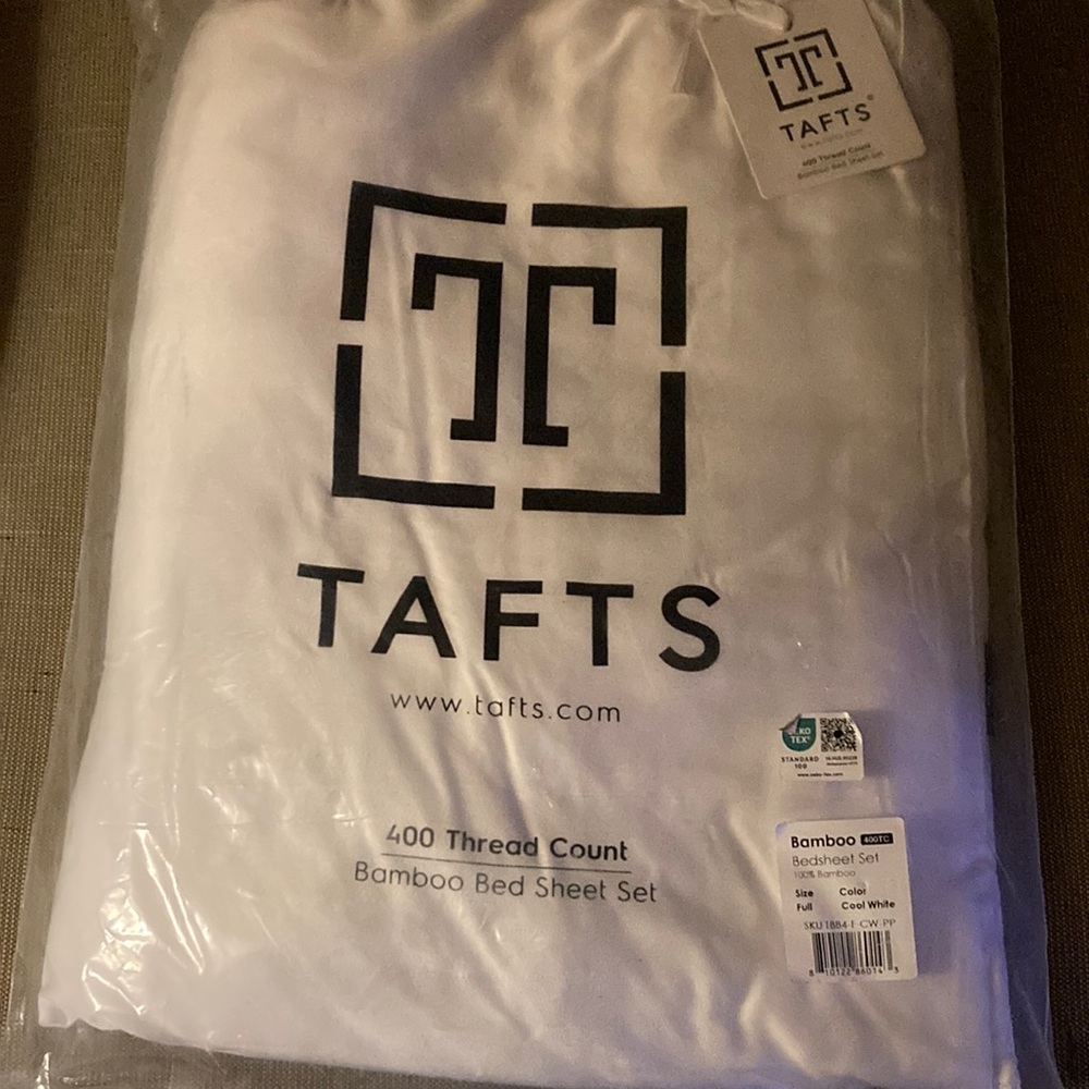 Tafts 100% pure All-Natural Bamboo 400 Thread ct Sheet Set Cool White Full Size